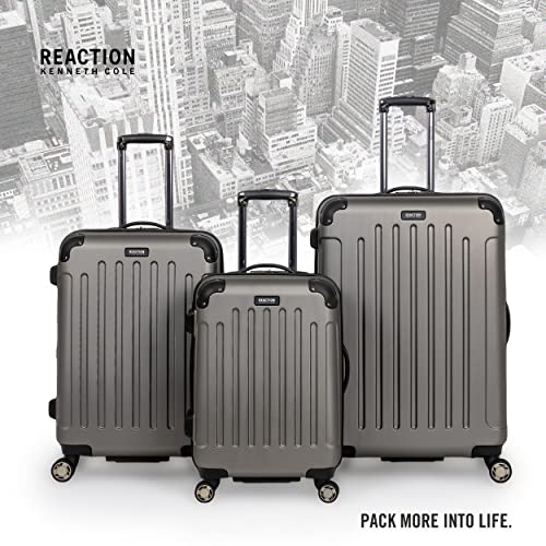 Kenneth Cole REACTION Renegade Luggage Expandable 8-Wheel Spinner Lightweight Hardside Suitcase, Silver, 28-Inch Checked