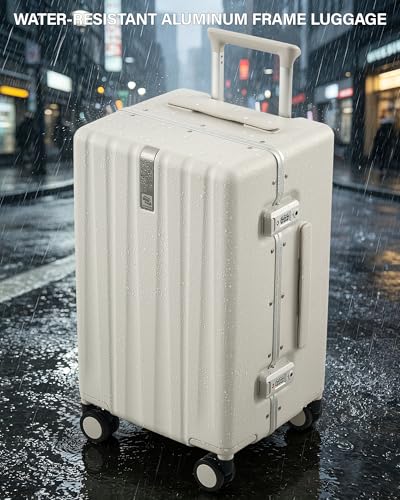 Hanke Premium 28 Inch Zipperless Extra-Large Checked Luggage, Aluminum Frame Hard Shell PC Suitcase with TSA Lock and Multi-Handle Design, 8 Quiet Spinner Wheels for Extended Trips（White）