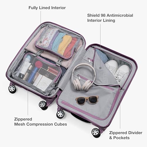 Traveler's Choice Pagosa Hardshell Expandable Luggage with Spinner Wheels, Mauve, 3-Piece Set (22/27/30)