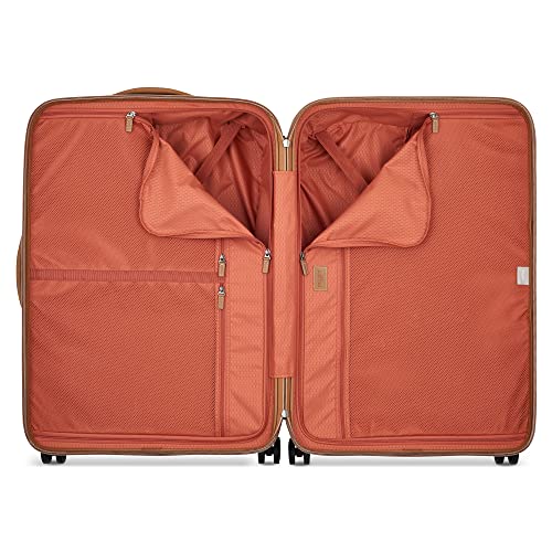 DELSEY PARIS Chatelet Air 2.0 Checked Suitcase 28 Inch Large, Hardside Polycarbonate Luggage, Dual-Density Spinner Wheels, TSA Lock, Chocolate Brown