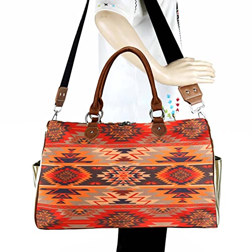Montana West Weekender Travel Duffel Bag Travel Duffle Bags Western Aztec Sport Gym Bag for Women Men Brown MW976-5110BR