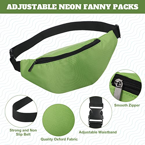 Saintrygo Neon Fanny Packs Adjustable Waist Fanny Bags Assorted Color Oxford Cloth Waist Pack with Zipper for Women Men Workout Traveling Running Outdoor Rave 80s 90s Party Supply, 30 Colors(30 Pcs)
