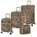 London Fog Mayfair 4 Piece Luggage Set Softside Suitcases (USB, 20, 25 & 29), Black Sand Paisley