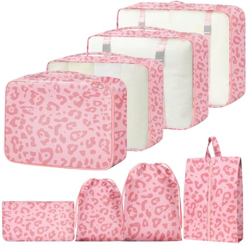 YEEYAA Packing Cubes for Travel - 8 Set Luggage Organizer Bags for Family, Mesh Breathable Packing Cubes for Suitcases Durable Travel Essentials Bags Set