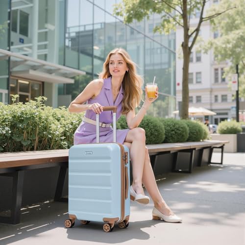Eeeza Luggage Sets 3 Piece,Suitcases with Wheels,Carry On Luggage Set,ABS Hard Case Luggage with TSA Lock Spinner Wheels(3 Piece Sets,Blue(20"/DB/TB))