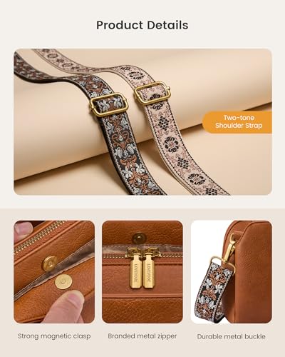 LOVEVOOK Leather Crossbody Bags for Women, Small Travel Purses with 2Pcs Adjustable Strap, RFID Anti Theft, Summer Cross Body Purse, Shoulder Handbag