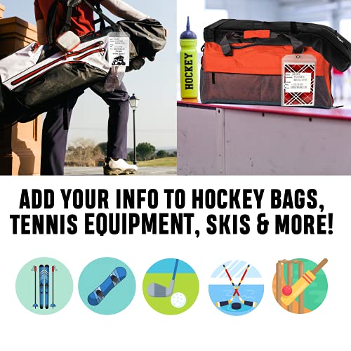 Golf Luggage Tag - Set of 2 Bag Tags Set Extra Large 9" x 6" - Plastic Waterproof Zipper Pouch - PVC Baggage Tag Sleeve for Travel & Shipping Golf Bag - Sealable Personalized Ship Sticks Insert