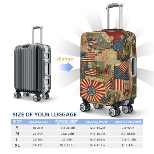 XBFCDN Patriotic 4th of July Luggage Cover, American Flag Fireworks Elastic Suitcase Protector for Independence Day Travel (Fits 22-24 Inch Luggage)