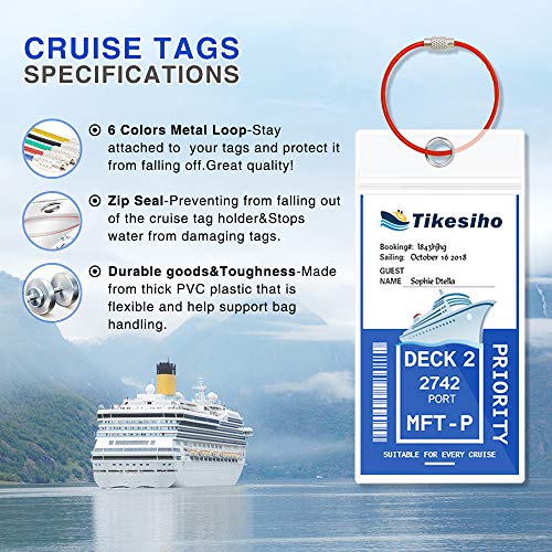 Cruise Luggage Tags, Cruise Essentials Holders for Cruise Travel 12 Pack for NCL, Princess, Carnival, Royal Caribbean - Cruise Essentials