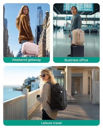 BAGSMART Travel Backpack Carry on Flight Approved, 28L Lightweight Backpack Fits 17.3 Inch Laptop for Men Women, Water Resistant Personal Item Travel Bag with USB Charging Port, Black
