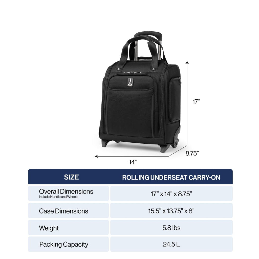 Travelpro Crew Classic Lightweight Softside Luggage, Rolling Underseat Carry on Bag, 14" Laptop or Tablet Sleeve, Men and Women, 17-Inch, Black