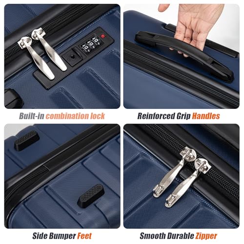 Cosbarn Luggage Sets 5 Piece Suitcases with Wheels, Suitcase Set ABS Hard Case Luggage with Spinner Wheels Durable Travel Luggage