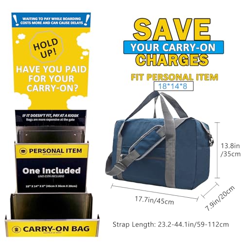 lifwimner For Spirit Airlines Personal Item Bag 18x14x8 in Underseat Carry-on Luggage foldable Travel Duffle Bag for Airplanes (30L, Navy)
