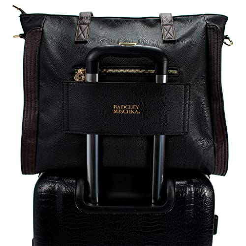 Badgley Mischka Rose Vegan Leather Weekender Duffel Bag (Black)