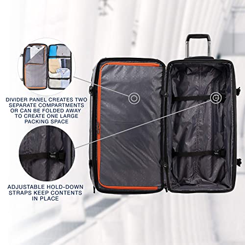 Travelpro Bold Drop Bottom Wheeled Rolling Duffel Bag, Grey/Black, 30-Inch
