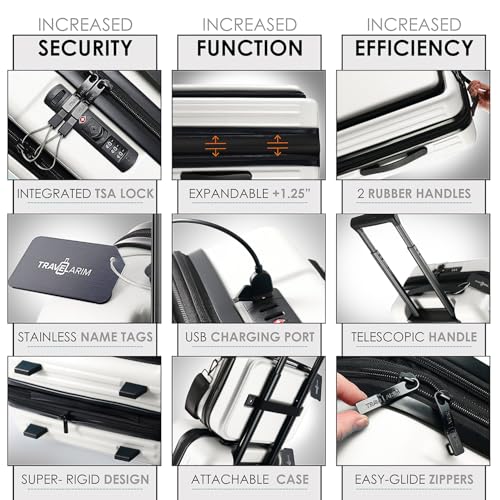 TRAVELARIM Hard Shell Luggage Sets with Spinner Wheels 4 Piece, Expandable Large Suitcases with TSA Lock, Travel Large Suitcase Set, White Luggage Set