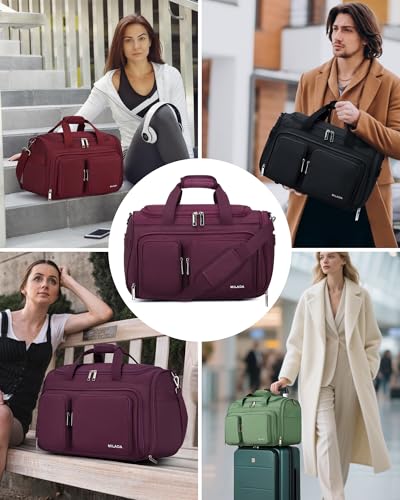 MILADA Underseat Carry On Luggage Bags for Travel Lightweight Foldable Carry On Bags for Airplanes Small Duffle Bag for Men Women TSA Approved Underseat Bag Travel Tote Bags, Purple