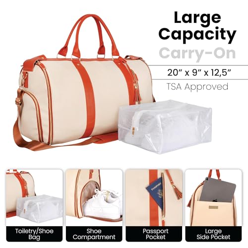 Luhxe Travel Convertible Carry On Garment Roller Bag 2.0 with Shoe Pouch & Detachable Shoulder Strap – Improved Zipper and reinforced straps - Snow