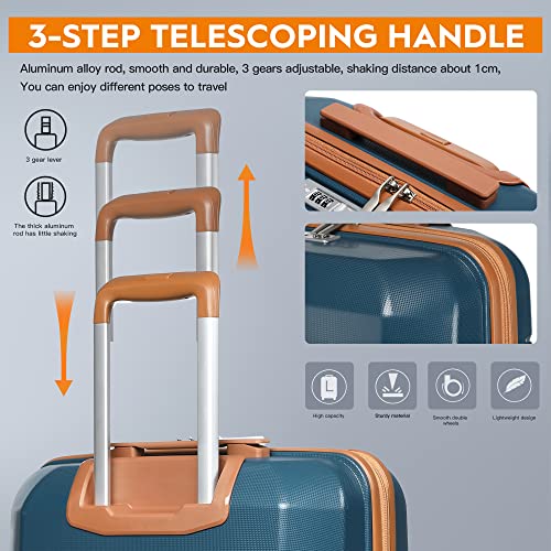 Joyway 20 Inch Carry On Luggage with TSA Lock, Durable Hardshell Suitcase for Travel, Unisex Checked Set for Men and Women Dark Blue