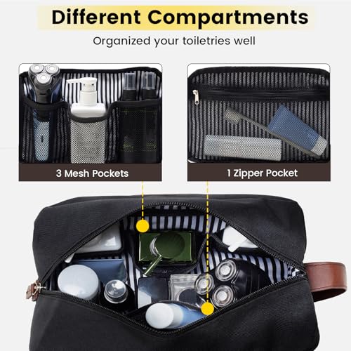 Vorspack Toiletry Bag for Men - Water Resistant Travel Bag for Toiletries, Accessories, Travel Essentials, Gifts - Black