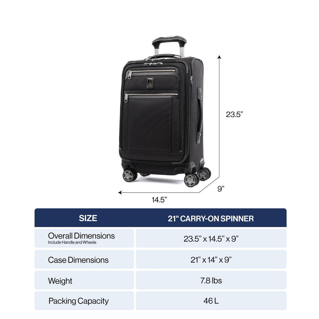 Travelpro Platinum Elite Softside Expandable Carry on Luggage, 8 Wheel Spinner Suitcase, USB Port, Suiter, Men and Women, Vintage Grey, Carry On 21-Inch