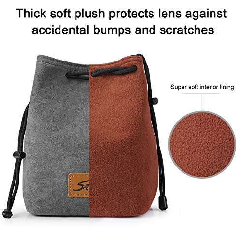 S-ZONE Soft Camera Bag DSLR Insert Handbag Drawstring Lens Case Compatible with Canon Nikon Sony