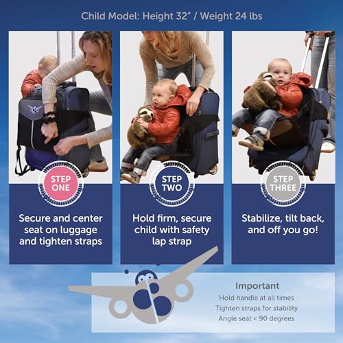 Lugabug Travel Seat for Kids, The Original and Patented Ride-On Suitcase for Toddlers, Child Carrier for Carry-On Luggage, Family Airport Travel Made Easy (Suitcase not Included)