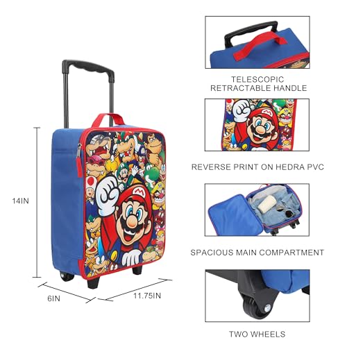 Bioworld Super Mario Bros Character Group Shot 14" Youth Blue Pilot Case