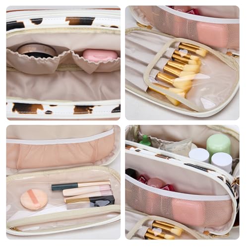 Montana West X Wrangler Large Makeup Bag Travel Toiletry Bag Portable Cosmetic Bag Make Up Organizer with Divider and Handle for Women