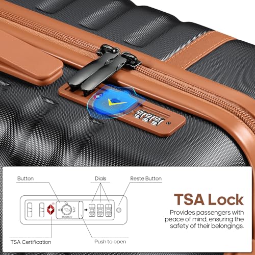 UKEIN PRO 3 Piece Luggage Set, Durable ABS Hardshell Carry On Suitcase Set with Silent Spinner Wheels, YKK Zipper & TSA Lock, Lightweight Large Travel Checked Luggage,20/24/28 Inch
