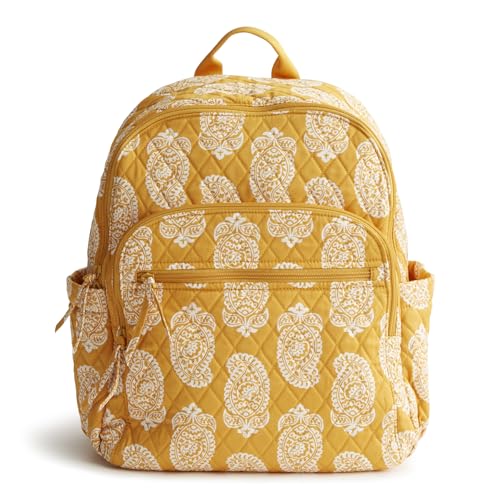 Vera Bradley Women's Bancroft Backpack - Premium Cotton, Iconic Paisley Sunflower, One Size