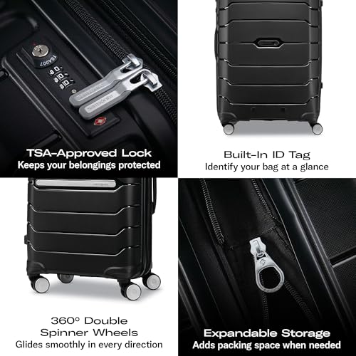Samsonite Freeform 2-Piece Luggage Set - Carry-On & Large Checked Luggage with Dual Spinner Wheels - Durable Polypropylene Hardshell - TSA Lock, Airline-Approved - Expandable Hard Shell Powder Blue