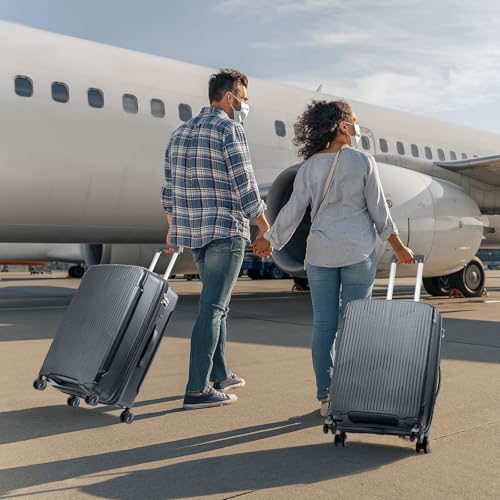 Nazhura Luggage Set, 3-Piece Hardside Suitcase Set, 20-inch Carry On, 24-inch, 28-inch Luggage (Grey)
