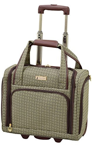 LONDON FOG Softside 15 Under The Seat Bag Carry-On Luggage, Tan Square Jacquard
