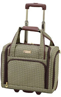 LONDON FOG Softside 15 Under The Seat Bag Carry-On Luggage, Tan Square Jacquard