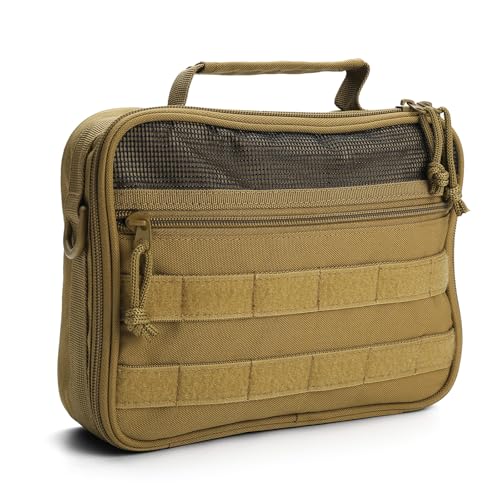 SMONT Toiletry Bag for Men Travel Toiletry Organizer Dopp Kit Travel Organizer Toiletries Tactical Bag Shaving Hygiene Bag Bathroom Hanging Men's Toiletry Bag for Short Trips Brown