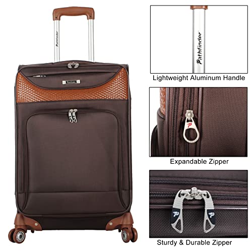 Pathfinder 24 Inch Luggage with Spinner Wheels Softside Expandable Medium Suitcase