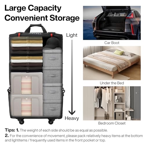 mixi Travel Bag with Wheels Expandable Foldable Luggage Bag and 21 Inch Ultra Lightweight Backpack as a set