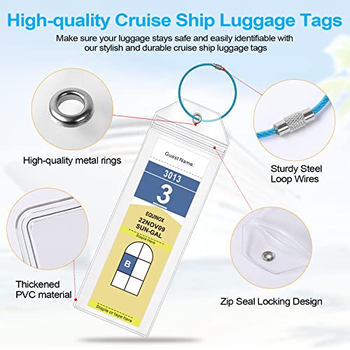 Cruise Luggage Tag Holder for Royal Caribbean Ships & Celebrity, 6Pack Clear Tags Cruise Travel Essentials for 2026-2027