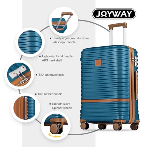 Joyway Luggage Set 7 Piece Suitcase Sets with Spinner Wheel,Hardside Expandable Travel Laggage with TSA Lock(18/20/24/28 Blue)