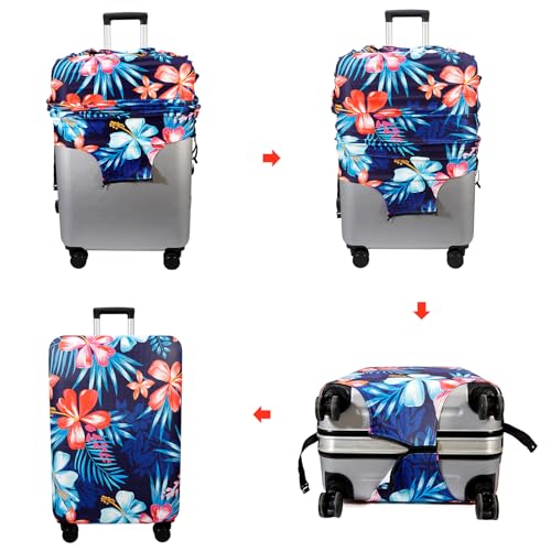 WUJIAONIAO Travel Luggage Cover Baggage Suitcase Cover Protector Skins 18-32 Inch (Flower, M (for 22-24 inch luggage))