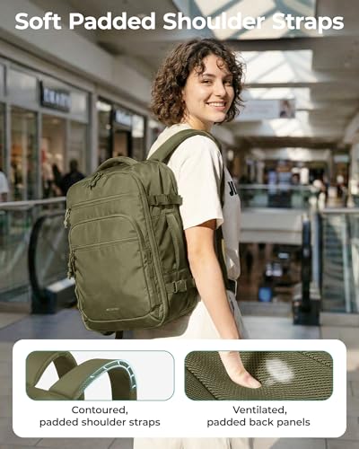 BAGSMART Travel Backpack for Women & Men 17.3 inch Laptop, Flight Approved Carry on Backpack with Shoe bag & 2 Packing Cubes, Water-Resistant Large Business Travel Bag, Weekender Bag - Brown