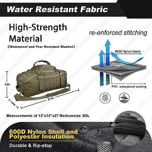 3 In 1 Tactical 85L Military Backpack Travel Duffle Bag for Weekender Gym Workout Deployment