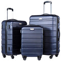Coolife Luggage 3 Piece Set, Lightweight Durable Hardshell Suitcase set with 360° Spinner Wheels, TSA-approved Lock, Checked Family Travel Luggage sets, 20/24/28 Inch, Navy