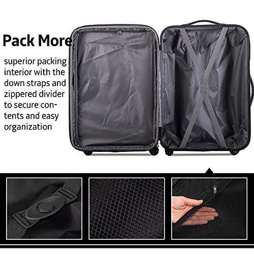 Merax Luggage Sets 3 Piece Suitcase Set 20/24/28,Carry on Luggage Airline Approved,Hard Case with Spinner Wheels,Pink