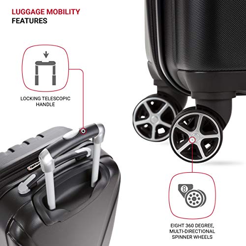 SwissGear 7585 Hardside Expandable Luggage with Spinner Wheels, Black, Checked-Medium 23-Inch