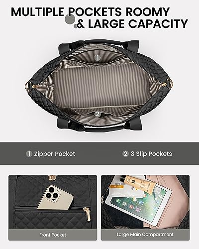 LOVEVOOK Travel Weekender Bag for Women, Duffle Bag with Shoe Compartment, Gym Duffel Bag with Makeup Bag Carry-on Tote Bag for Airplanes Traveling Weekend, Hospital Bags for Labor and Delivery 3Pcs