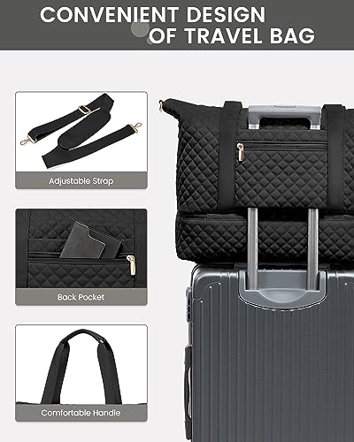 LOVEVOOK Travel Weekender Bag for Women, Duffle Bag with Shoe Compartment, Gym Duffel Bag with Makeup Bag Carry-on Tote Bag for Airplanes Traveling Weekend, Hospital Bags for Labor and Delivery 3Pcs