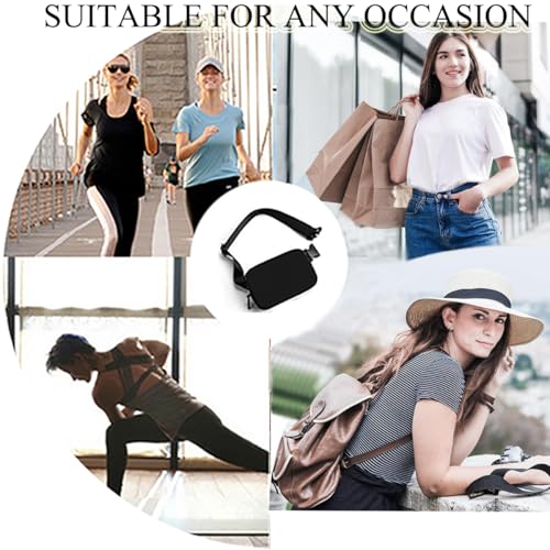 Mini Belt Bag Black Fanny Pack for Women Men Fashionable Small Waist Pack Crossbody Bag for Running,Hiking,Jogging,Cycling (Black fanny bag)