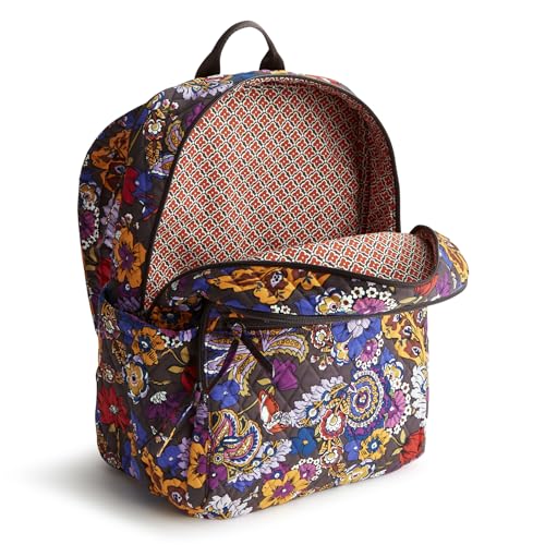 Vera Bradley Women's Premium Cotton Large Bancroft Backpack, Colorful Bouquet, One Size